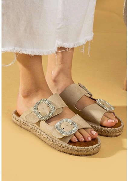 Hertas Bej Nubuk Tokalı Terlik