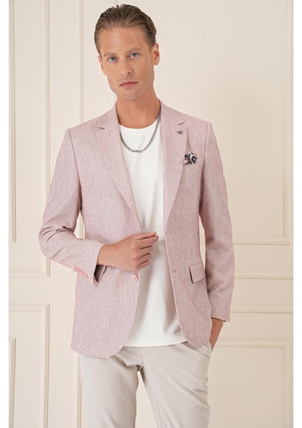 Comfort Fit Çift Yırtmaç Kırçıllı Keten Casual Bordo Ceket C 677 modelleri