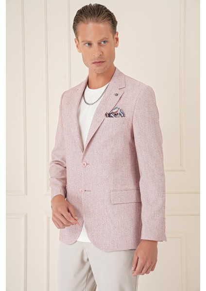 Comfort Fit Çift Yırtmaç Kırçıllı Keten Casual Bordo Ceket C 677 fırsatları