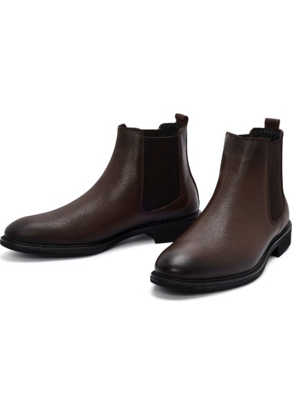 Erkek Kahverengi Deri Casual Chelsea Bot 25WFD7540FT modelleri