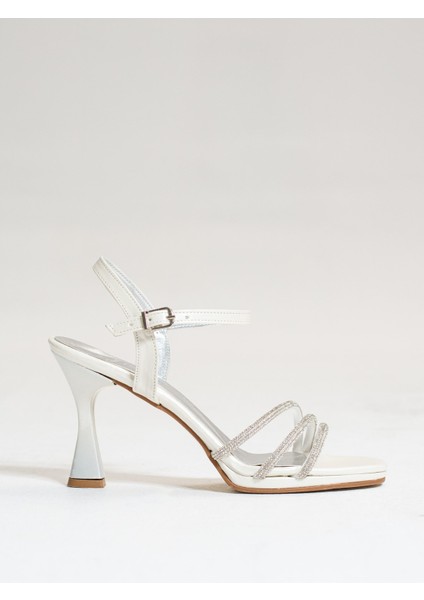 Kadın Abiye Ince Yüksek Topuklu Platform 3 Üç Bantlı Taşlı Bilekten Bağlı Tokalı Gece Ayakkabı 6001 fırsatları