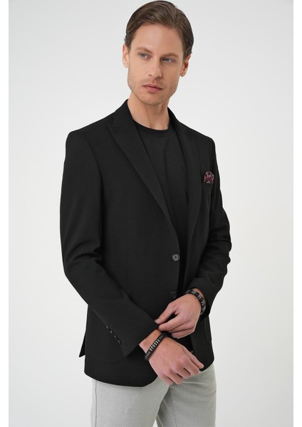 Slim Fit Mono Yaka Torba Cep Çift Yırtmaçlı Casual Siyah Ceket C 711 modelleri