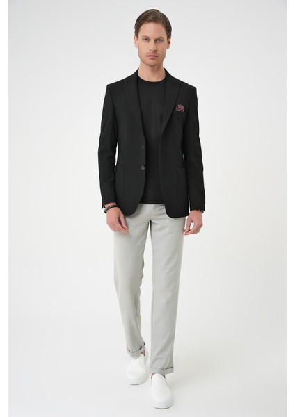 Slim Fit Mono Yaka Torba Cep Çift Yırtmaçlı Casual Siyah Ceket C 711 fırsatları