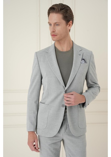 Comfort Fit Mono Yaka Çift Yırtmaç Torba Cep Casual Gri Ceket C 698 fiyatları