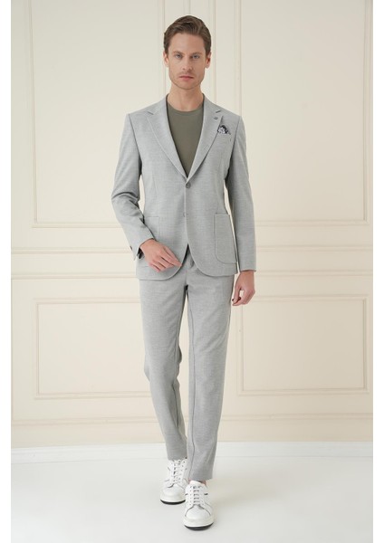 Comfort Fit Mono Yaka Çift Yırtmaç Torba Cep Casual Gri Ceket C 698 modelleri