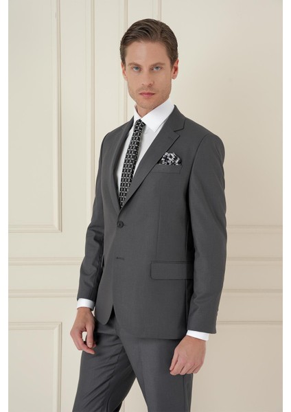 Slim Fit Çift Yırtmaç Mono Yaka Klasik Füme Takım Elbise Tk 912 modelleri