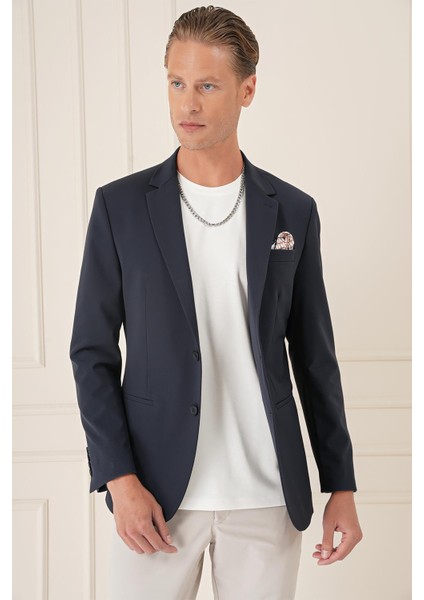Comfort Fit Çift Yırtmaç Fleto Cep Esnek Pamuk Casual Lacivert Ceket C 675 fiyatları