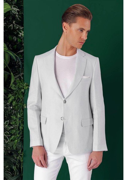 Comfort Fit Çift Yırtmaç %100 Keten Casual Mavi Ceket C 668 modelleri
