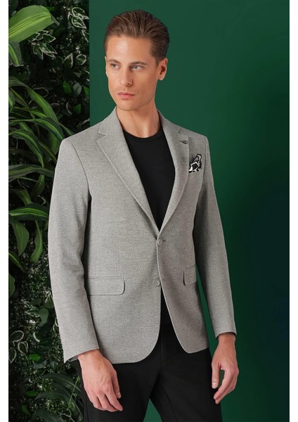 Comfort Fit Kırçıllı Dokuma Pamuklu Casual Gri Ceket C 665 fiyatları