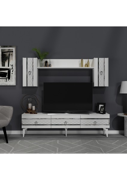 Ipekct 180 cm Tv Ünitesi Takımı Beyaz-Gümüş fiyatları