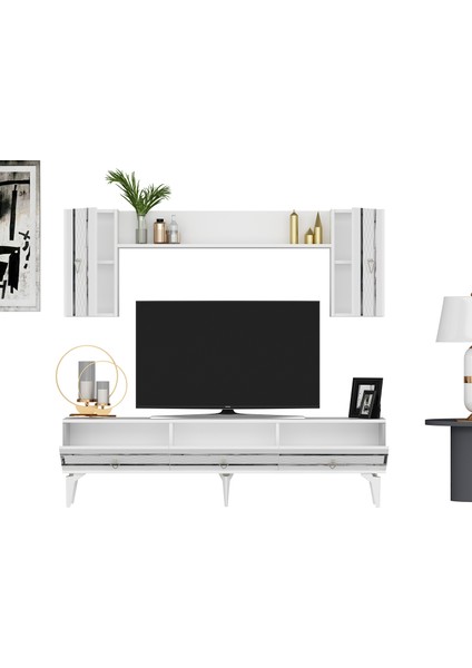 Ipekct 180 cm Tv Ünitesi Takımı Beyaz-Gümüş modelleri
