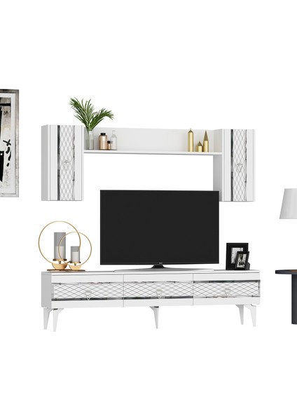 Ipekct 180 cm Tv Ünitesi Takımı Beyaz-Gümüş fırsatları