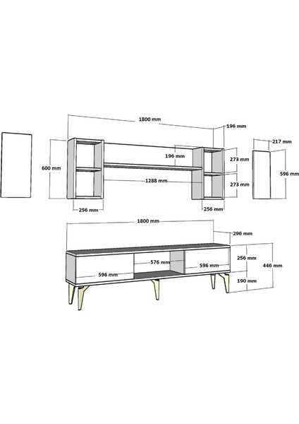 Ipekct 180 cm Tv Ünitesi Takımı Beyaz-Gümüş indirimleri