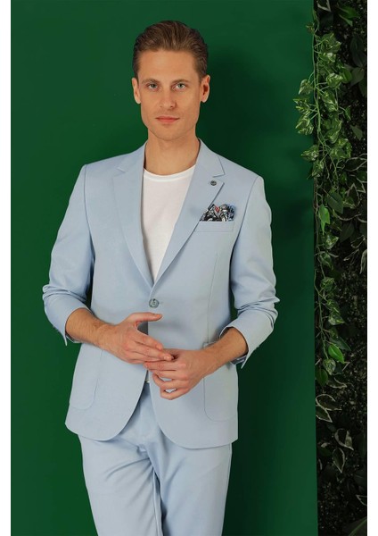 Comfort Fit Torba Cep Esnek Pamuk Casual Mavi Ceket C 664 fiyatları