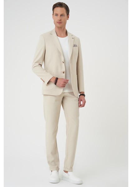 Slim Fit Torba Cep Spandex Karışımlı Casual Krem Ceket C 714 fiyatları
