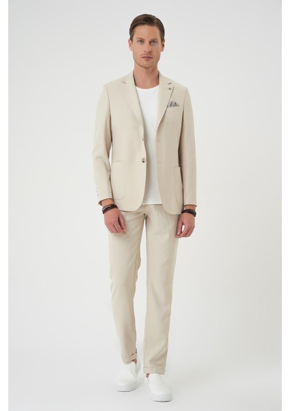 Slim Fit Torba Cep Spandex Karışımlı Casual Krem Ceket C 714 fırsatları