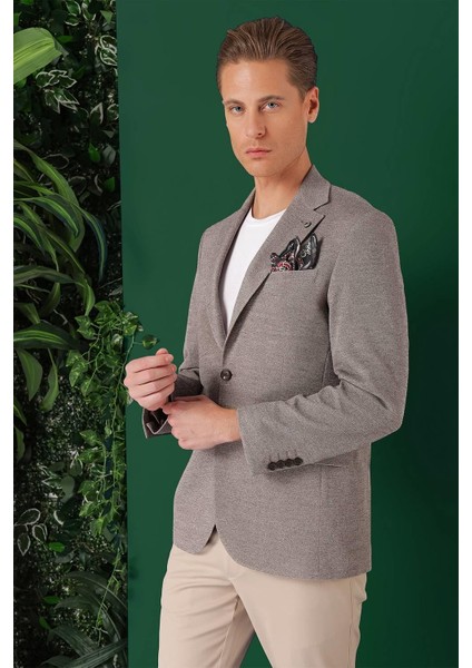Comfort Fit Kırçıllı Dokuma Pamuklu Casual Vizon Ceket C 665 fırsatları