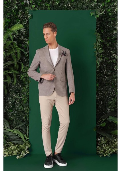 Comfort Fit Kırçıllı Dokuma Pamuklu Casual Vizon Ceket C 665 indirimleri