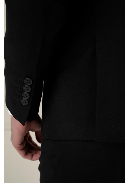 Slim Fit Çift Yırtmaç Mono Yaka Klasik Siyah Takım Elbise Tk 912 indirimleri