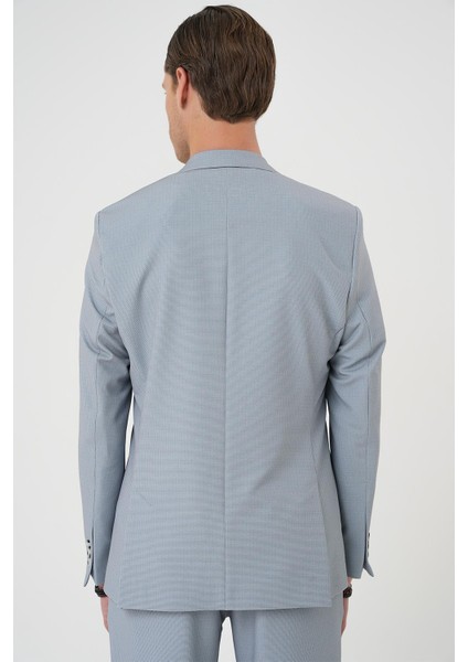 Comfort Fit Mono Yaka Çift Yırtmaç Torba Cep Kendinden Desenli Casual Gri Ceket C 705 indirimleri