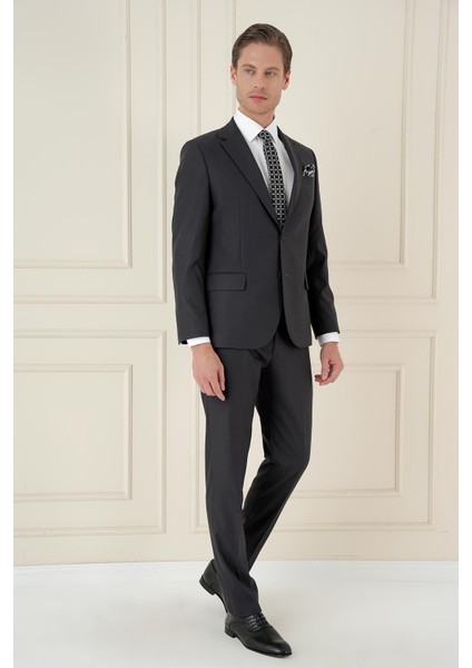 Slim Fit Çift Yırtmaç Mono Yaka Klasik Antrasit Takım Elbise Tk 912 fiyatları