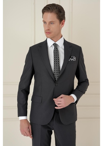Slim Fit Çift Yırtmaç Mono Yaka Klasik Antrasit Takım Elbise Tk 912 modelleri