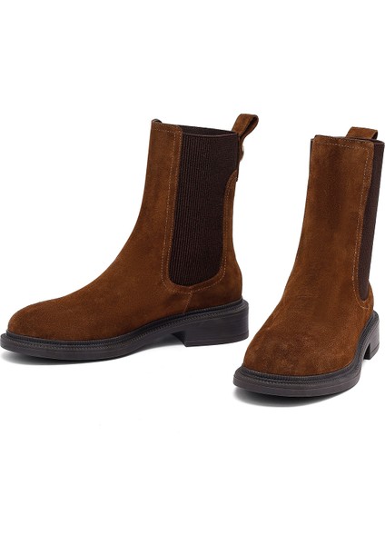Kadın Taba Süet Deri Chelsea Bot 25WFD202210 modelleri