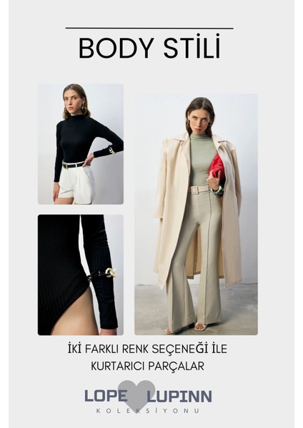 Kadın Çıtçıtlı Dik Yaka Uzun Kollu Basic Body – Rahat Fit, Yeni Sezon, Kadın Body