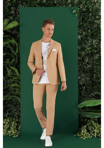 C 645 Slim Fit Camel Spor Ceket