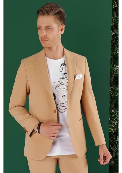C 645 Slim Fit Camel Spor Ceket modelleri