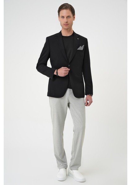 Slim Fit Mono Yaka Fleto Cepli Çift Yırtmaçlı Casual Siyah Ceket C 710 fiyatları