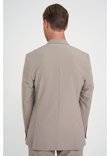 Slim Fit Mono Yaka Fleto Cepli Çift Yırtmaçlı Casual Vizon Ceket C 710 indirimleri