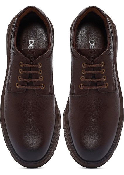 Erkek Kahverengi Bağcıklı Deri Casual Ayakkabı 25WFD681518