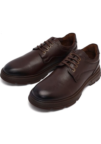 Erkek Kahverengi Bağcıklı Deri Casual Ayakkabı 25WFD681518