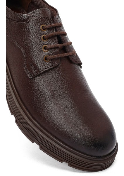 Erkek Kahverengi Bağcıklı Deri Casual Ayakkabı 25WFD681518