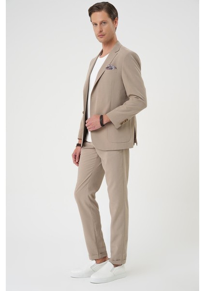 Slim Fit Torba Cep Spandex Karışımlı Casual Bej Ceket C 714 fiyatları