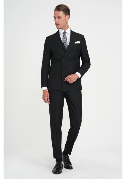 Slim Fit Çift Yırtmaç Kruvaze Klasik Siyh Takım Elbise Tk 919 fiyatları