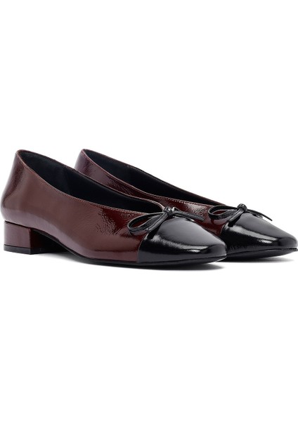 Kadın Bordo Kısa Topuklu Deri Loafer 25AFD161914 modelleri