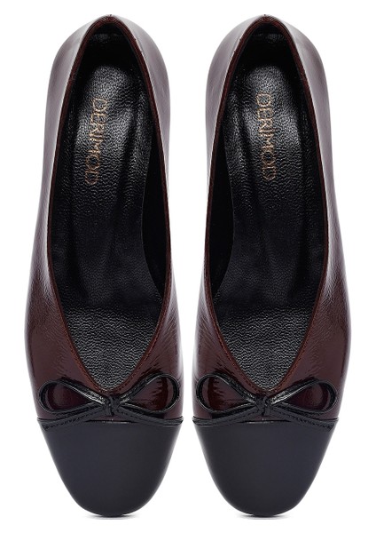 Kadın Bordo Kısa Topuklu Deri Loafer 25AFD161914