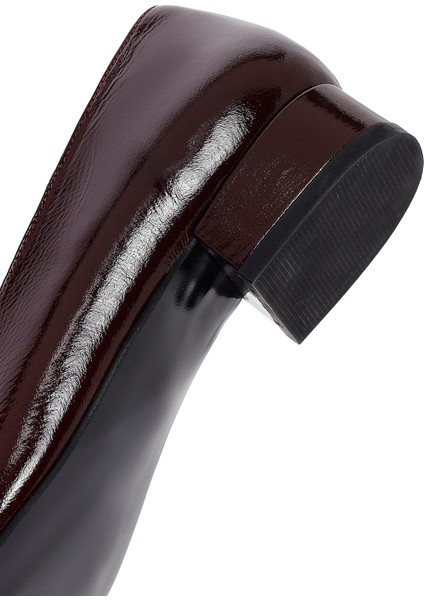 Kadın Bordo Kısa Topuklu Deri Loafer 25AFD161914