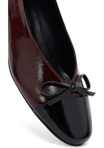 Kadın Bordo Kısa Topuklu Deri Loafer 25AFD161914