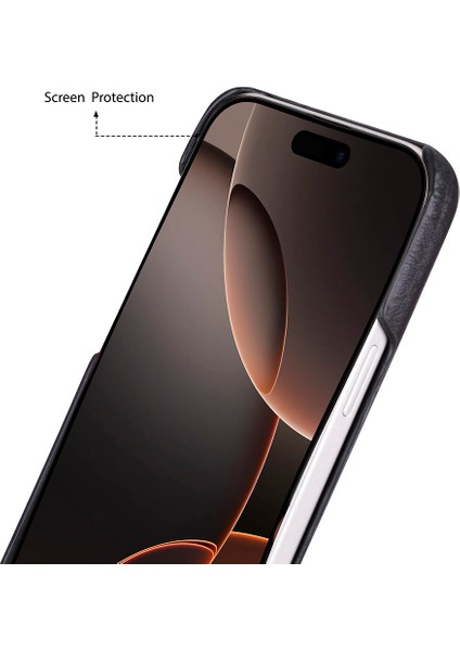 Apple iPhone 17 Pro Max Için, Hakiki Deri, El Yapımı Kılıf, Magsafe ile Uyumlu, Iç Yüzeyi Kadife, Kömür Siyah indirimleri