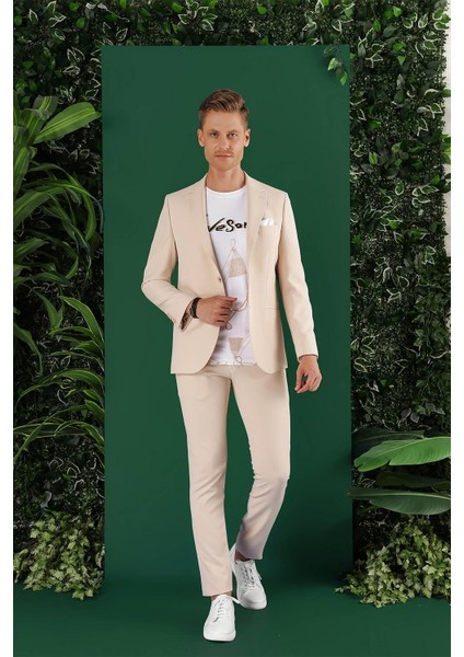 C 645 Slim Fit Bej Spor Ceket