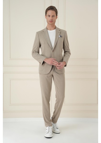 Slim Fit Mono Yaka Çift Yırtmaç Torba Cep Casual Bej Ceket C 698 fiyatları