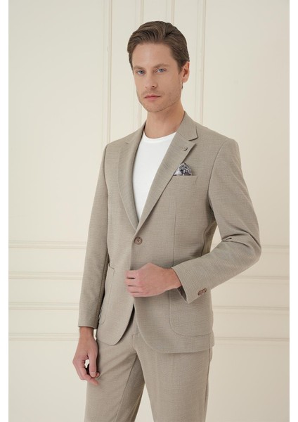 Slim Fit Mono Yaka Çift Yırtmaç Torba Cep Casual Bej Ceket C 698 modelleri