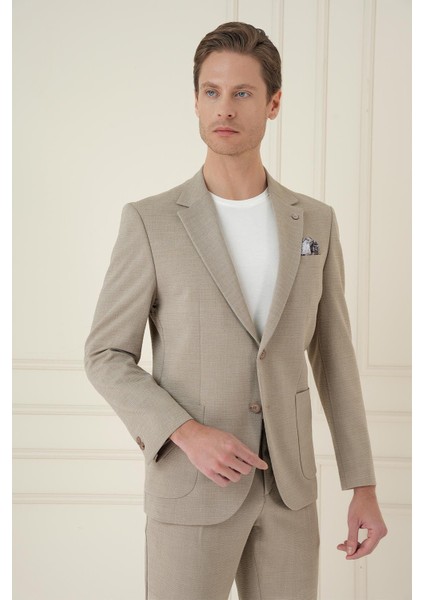 Slim Fit Mono Yaka Çift Yırtmaç Torba Cep Casual Bej Ceket C 698 fırsatları