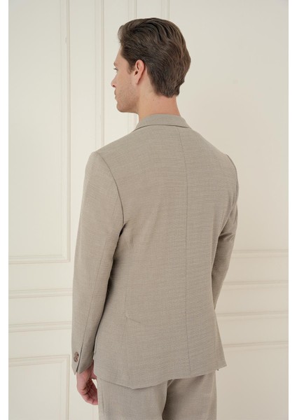 Slim Fit Mono Yaka Çift Yırtmaç Torba Cep Casual Bej Ceket C 698 indirimleri