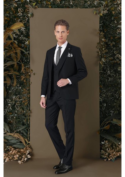 Tk 887 Slim Fit Siyah Klasik Takım Elbise fiyatları