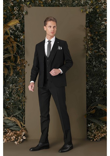 Tk 887 Slim Fit Siyah Klasik Takım Elbise modelleri