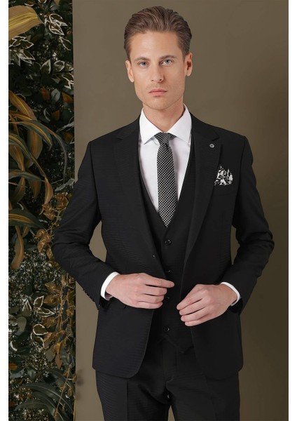 Tk 887 Slim Fit Siyah Klasik Takım Elbise fırsatları